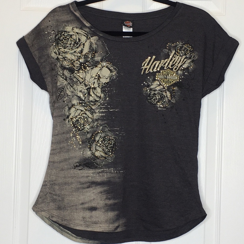 Harley Davidson - Women's Studded Fitted Tee - S